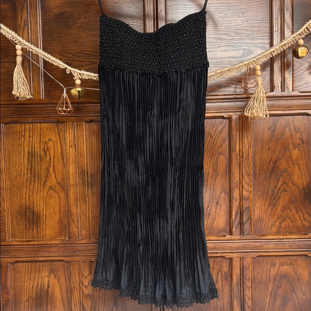 Beaded Black Pleated Skirt